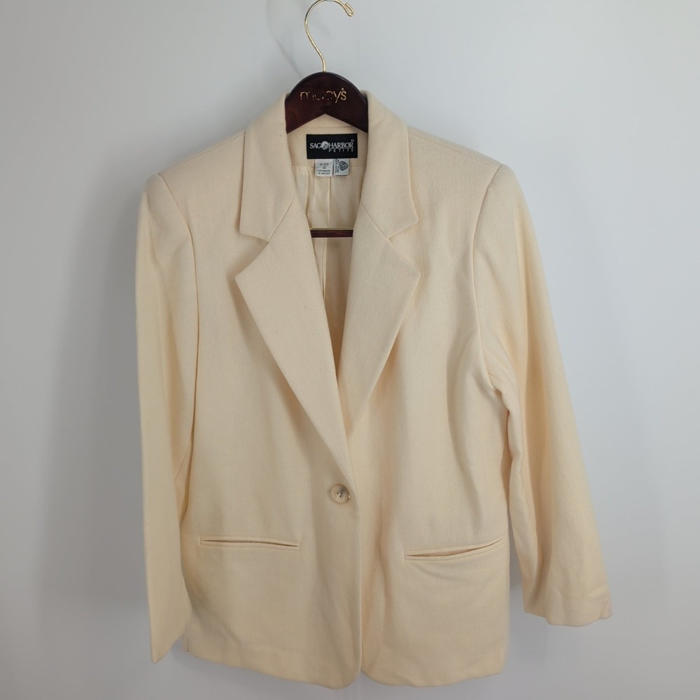 Sag Harbor Pure New Wool Business Wear One-Button Blazer Yellow‎ Petite Size 12